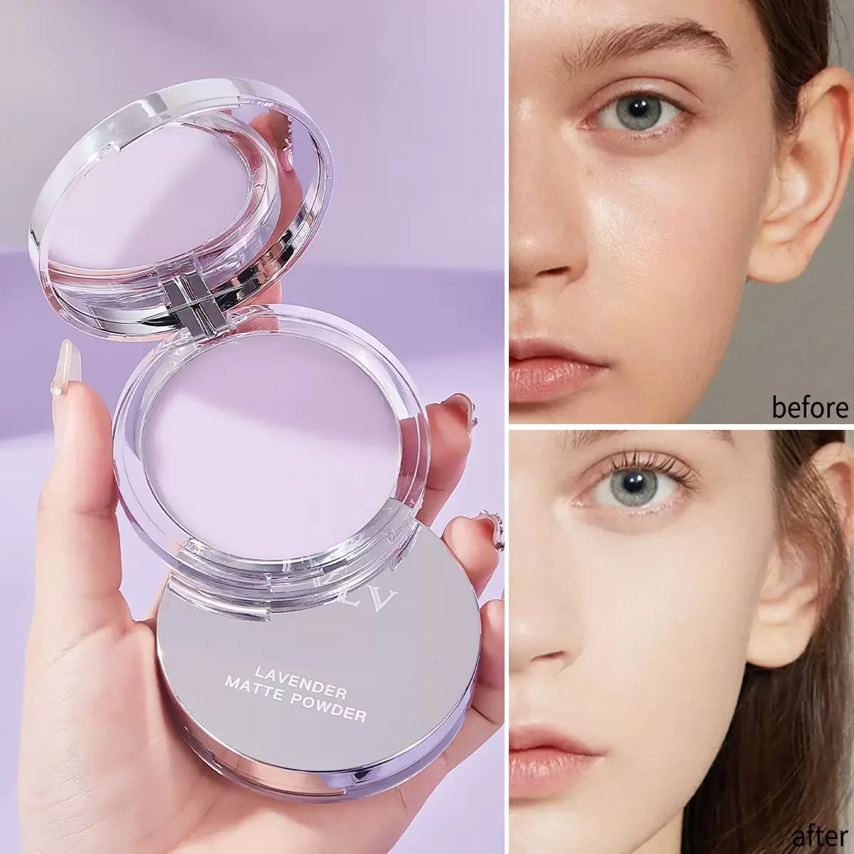 1PC Violet Cream To Powder Skin-friendly Skin Natural Face Long Lasting Oil-controlling Contouring Powder Cosmetics - Image 2