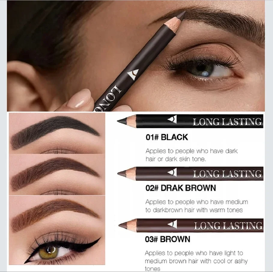 6/12Pcs Eye Brow Pencil Waterproof Professional Women Eye Makeup Pen Easy Color Natural Black Brown Cosmetic Beauty Eyebrow Tool - Image 3