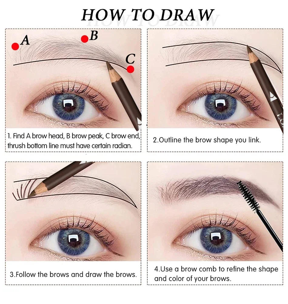6/12Pcs Eye Brow Pencil Waterproof Professional Women Eye Makeup Pen Easy Color Natural Black Brown Cosmetic Beauty Eyebrow Tool - Image 5